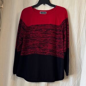 Karen Scott Red and Black Patterned Sweater